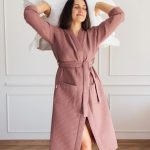 Short Waffle Fabric Robe for Women