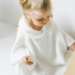 Linen Fine Waffle Poncho for Kids - White - Image 5